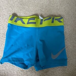 Nike Blue Shorts with Neon Green Waistband
